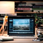 Laptop on a clean desk used as a WordPress publishing workspace.